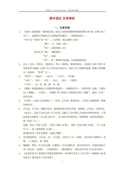 高中文学常识大全(高中文学常识大全汇总) 第1张 高中文学常识大全(高中文学常识大全汇总) 第1张