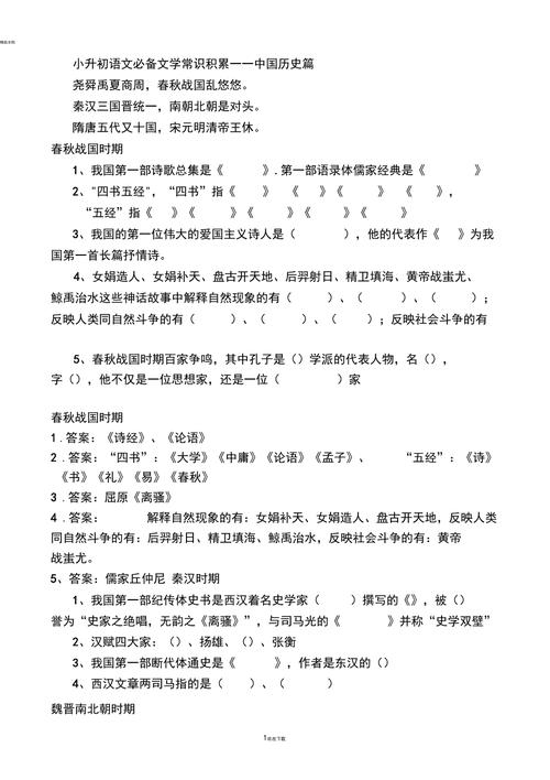 小升初文学常识 - 小升初文学常识1000题 第2张 小升初文学常识 - 小升初文学常识1000题 第2张