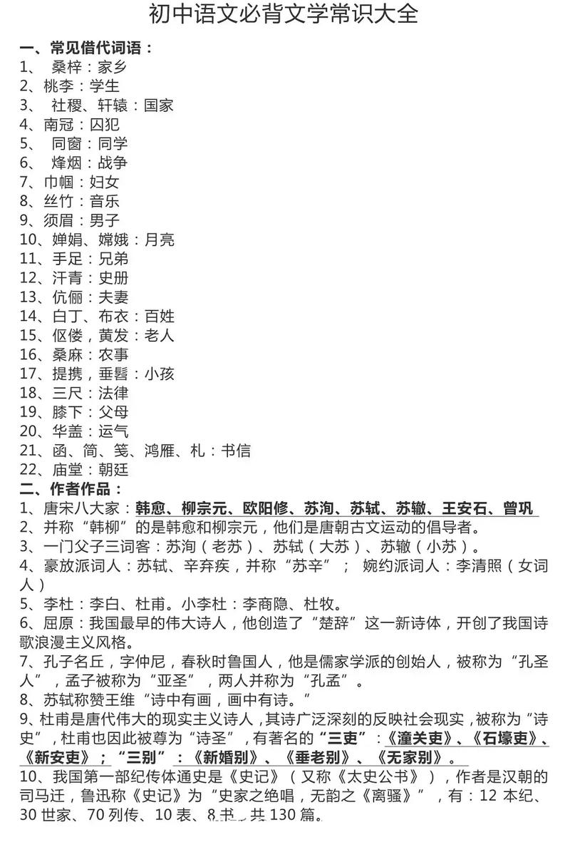 文学常识初中,文学常识初中语文八下 第3张 文学常识初中,文学常识初中语文八下 第3张